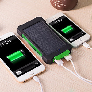 Waterproof 2-Port Solar Power Bank with LED Light (20000mAh)