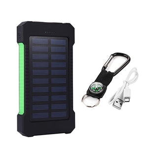 Waterproof 2-Port Solar Power Bank with LED Light (20000mAh)