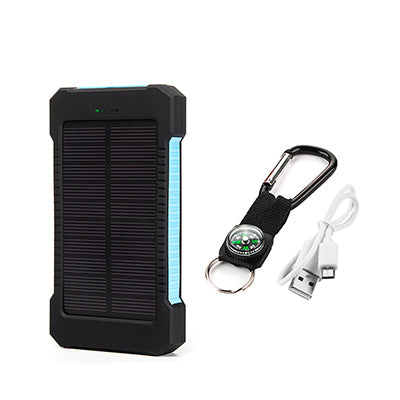 Waterproof 2-Port Solar Power Bank with LED Light (20000mAh)