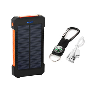 Waterproof 2-Port Solar Power Bank with LED Light (20000mAh)