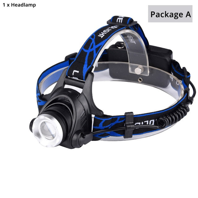 6000 Lumen Waterproof Zoomable LED Headlamp