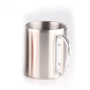 Stainless Steel Double Walled Hiking Mug With Carabiner Handle