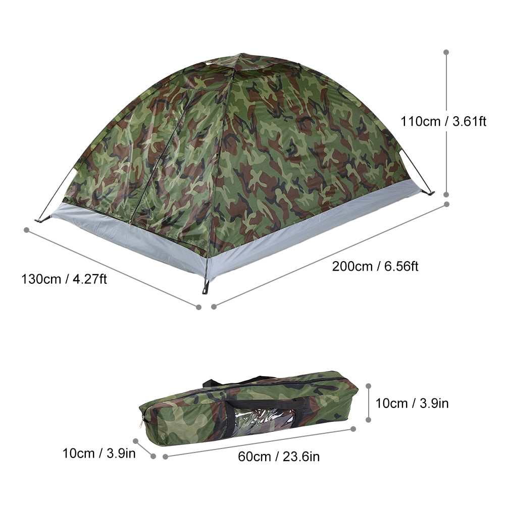 Ultralight Camouflage Two-Person Camping Tent With Carry Bag